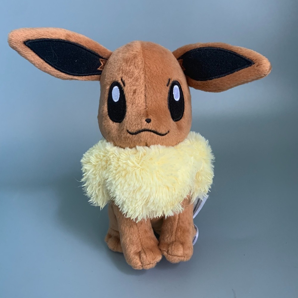 Pokemon Eevee Plush TOMY Stuffed Animal Toy Brown Cream 8 Inch Collectible